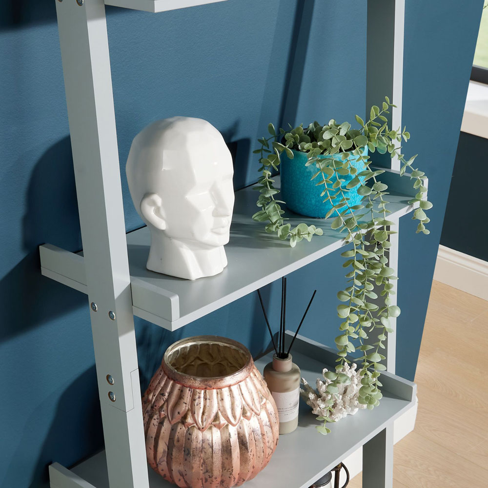Home Source 4 Shelf Grey Ladder Storage Unit Image 4