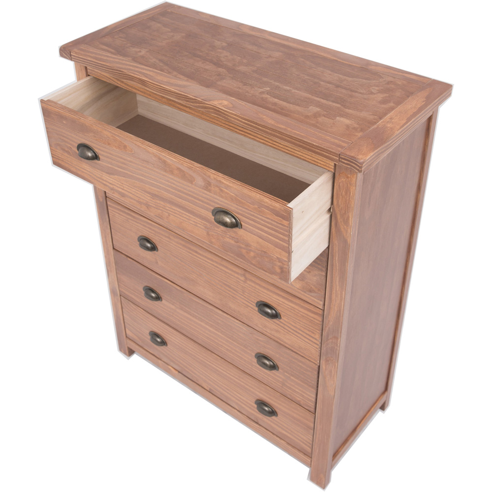 Cabinet Bits Padua 5 Drawer Brown Brass Cup Handle Chest of Drawers Image 5