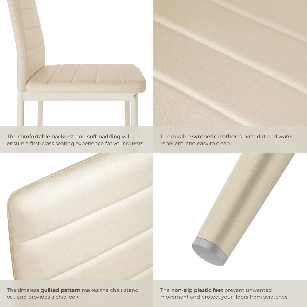 tectake Set of 8 Beige High Backrest Padded Dining Chair Image 6