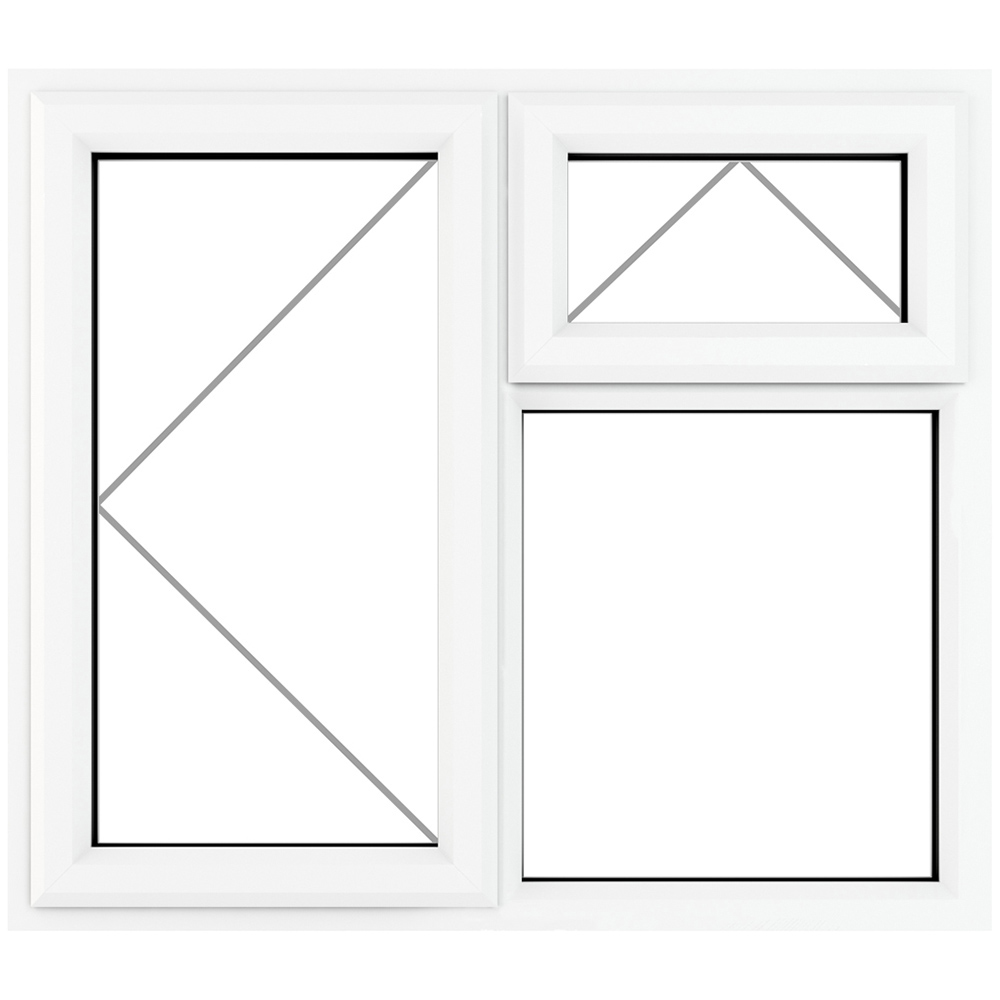 Crystal uPVC Triple Glazed Window LH Side Hung and Top Opener White Clear Glass 1190x1115mm Image 2