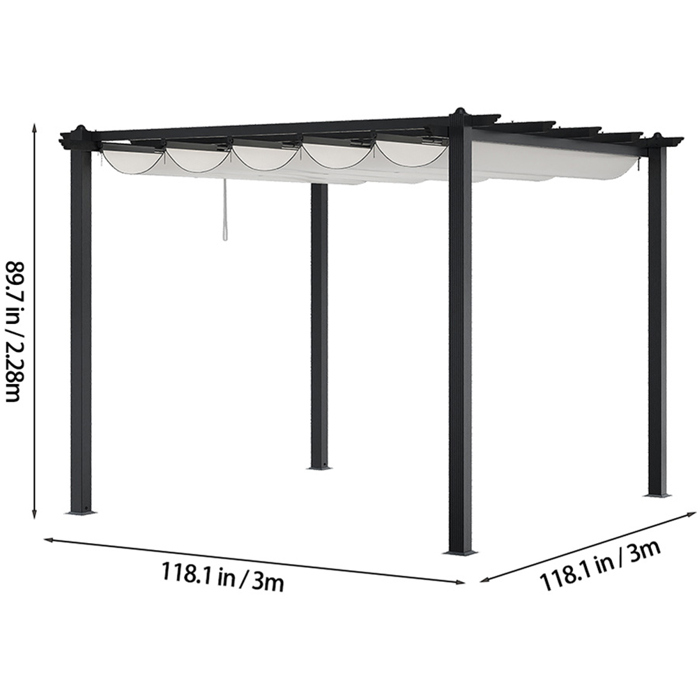 Living and Home Black Aluminium Pergola with Retractable Roof Image 7