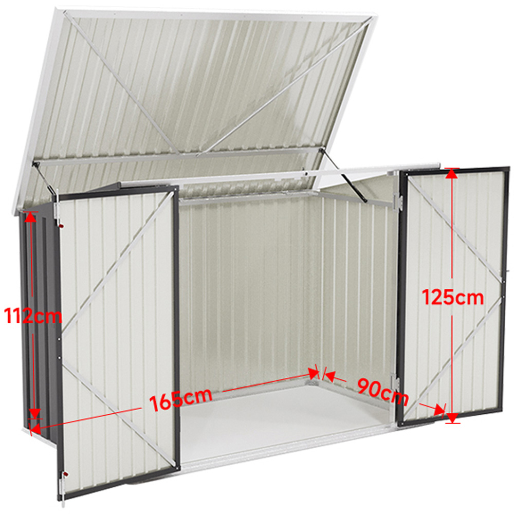 H&O Direct 5.8 x 3.4ft Charcoal Black Metal Pent Garden Storage Shed with Hinged Lid Image 5