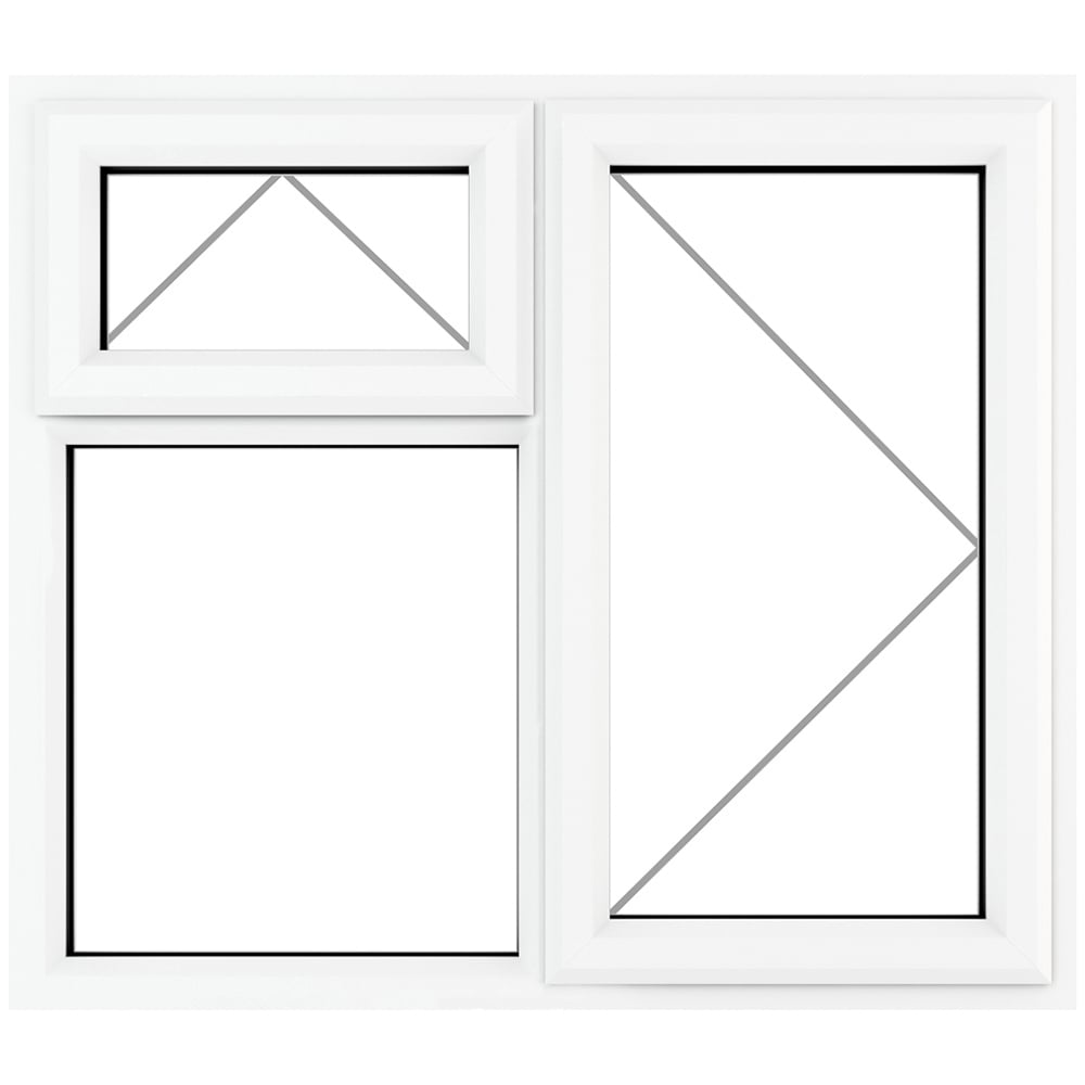 Crystal uPVC Triple Glazed Window RH Side Hung and Top Opener White Clear Glass 1190x965mm Image 2