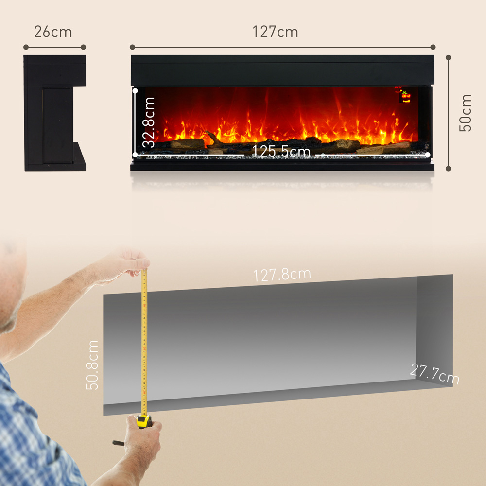 HOMCOM Electric Wall Mounted Fireplace with Remote 127cm Image 8