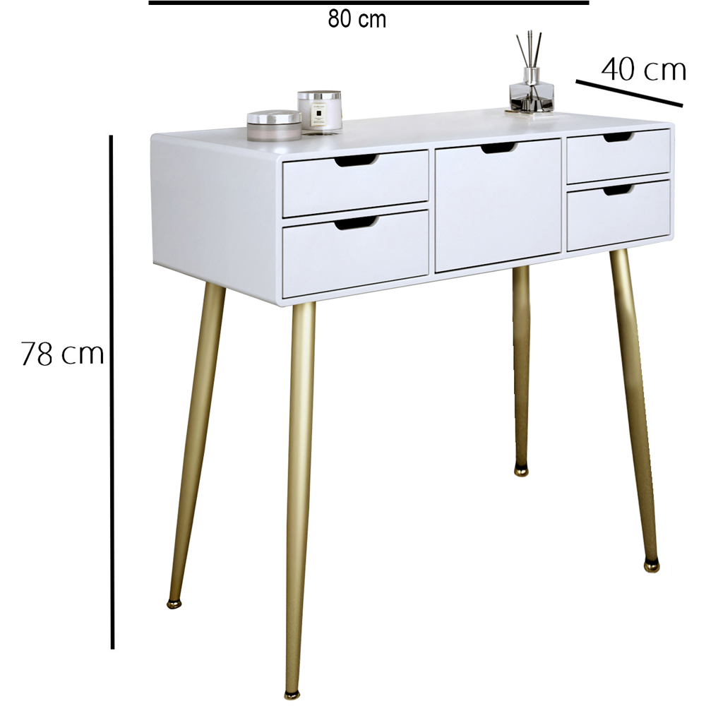 CARME Home Gabriella White and Gold Dressing Table Image 8