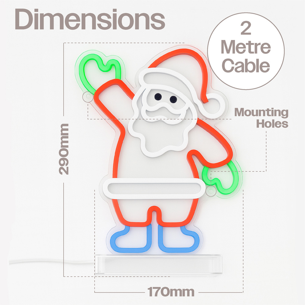 Xmas Haus Neon LED Wall Mountable Santa 29 x 17cm Image 7