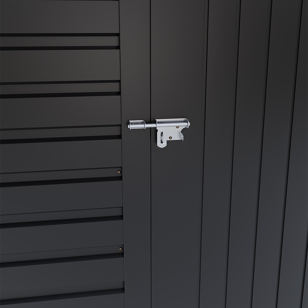 Living and Home 6.1 x 4ft Outdoor Galvanised Steel Storage Shed Black Image 7