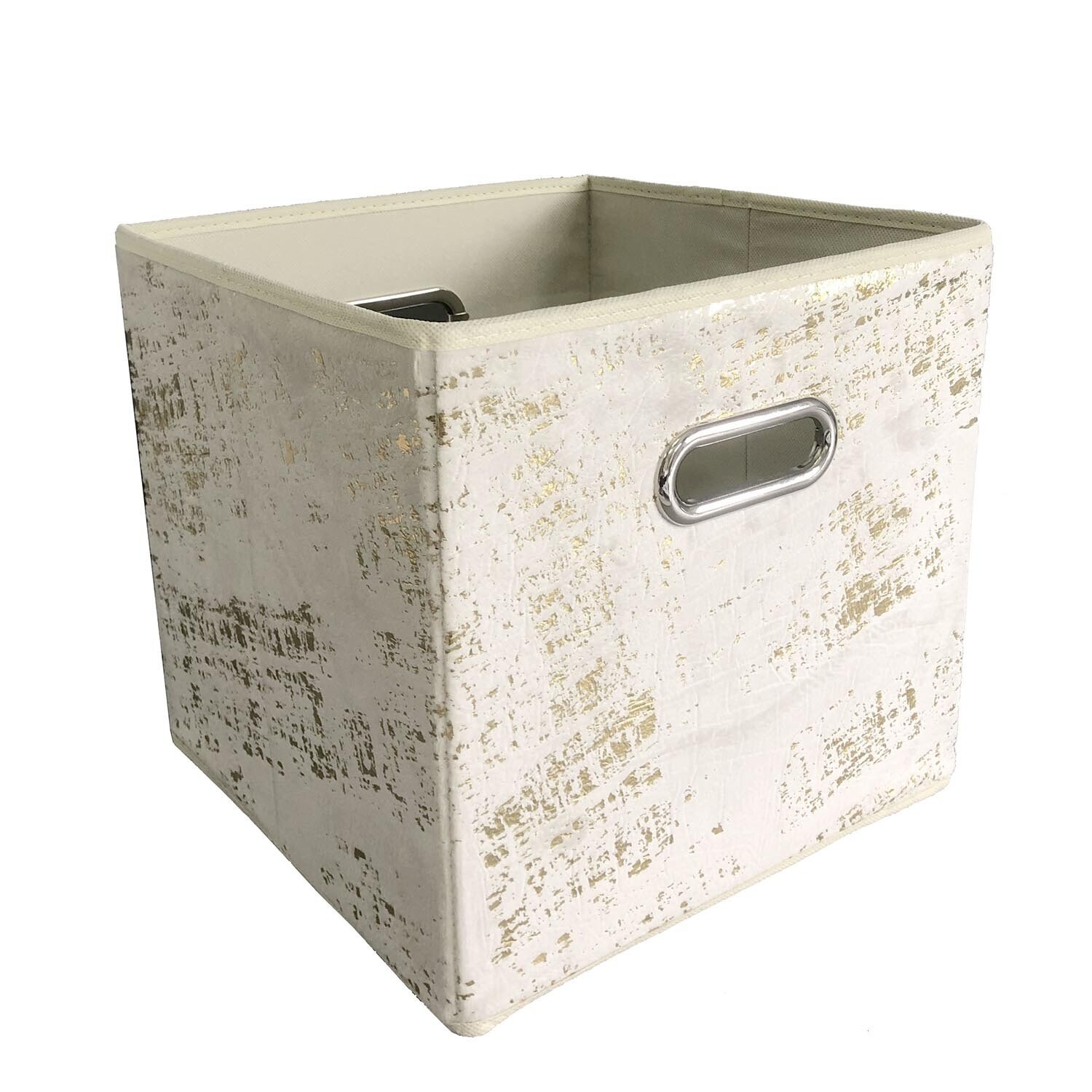 Distressed Gold Cube Storage Basket Image 2