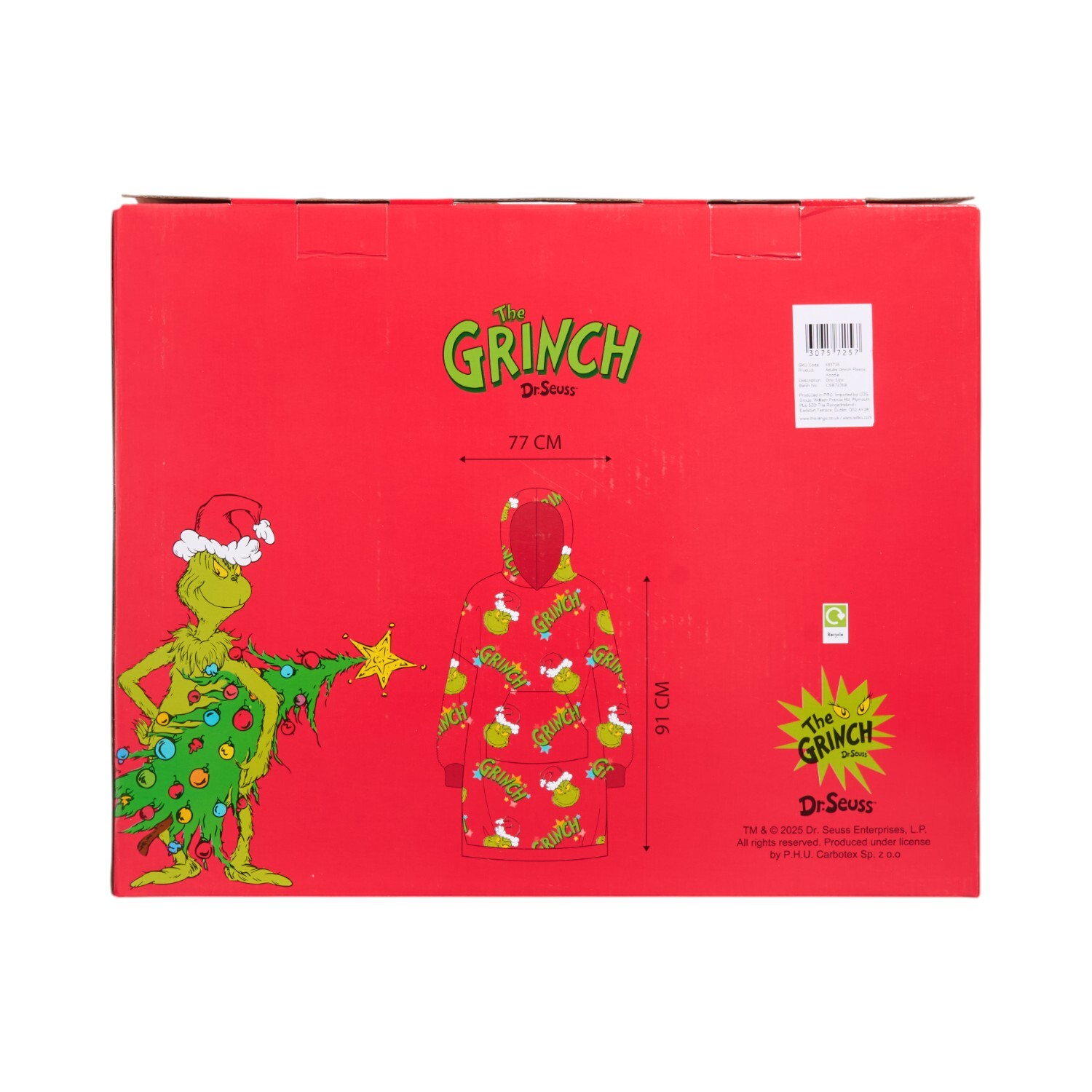 The Grinch Fleece Hoodie Red 77cm Image 5
