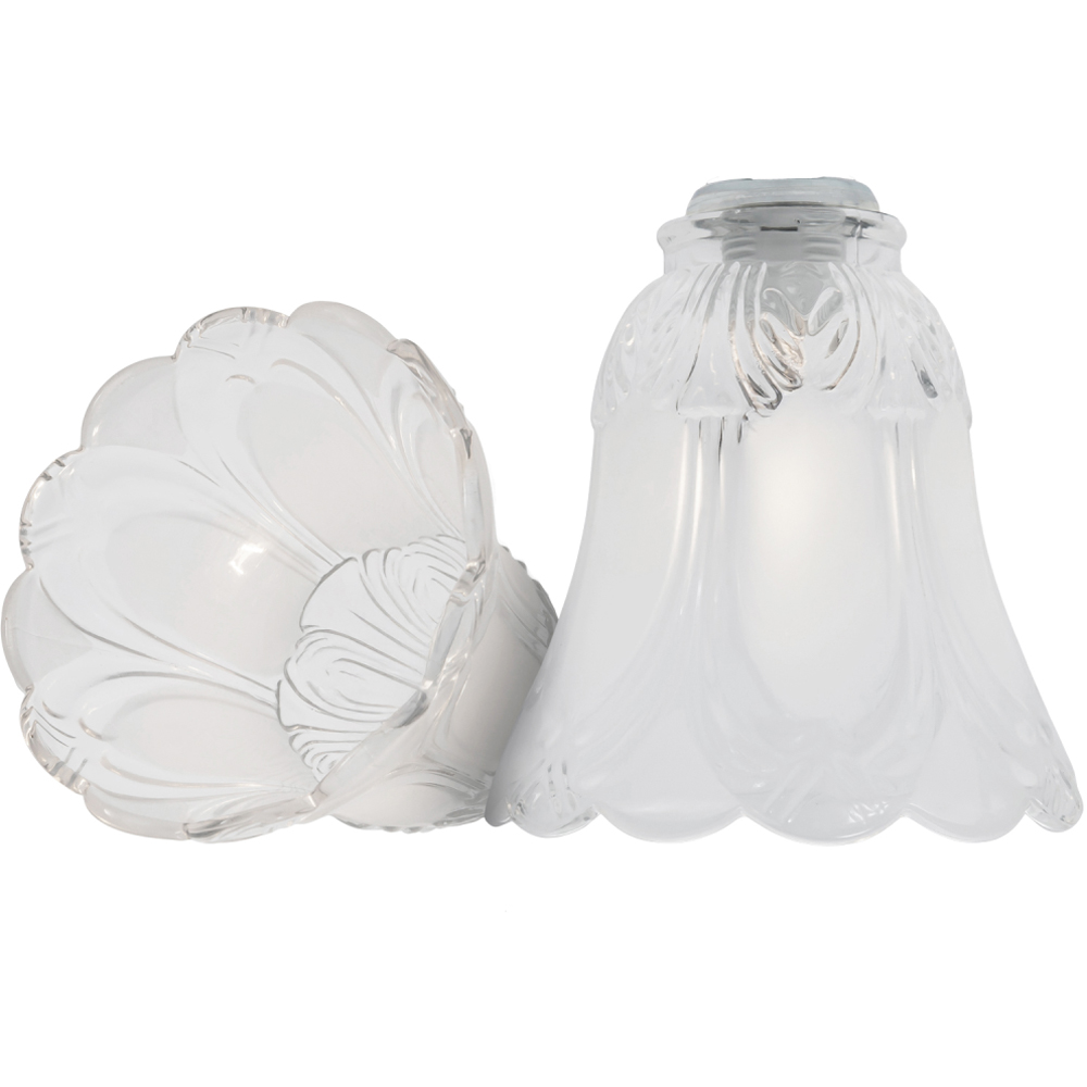 Happy Homewares Frosted and Clear Floral Glass Shade 2 Pack Image 3