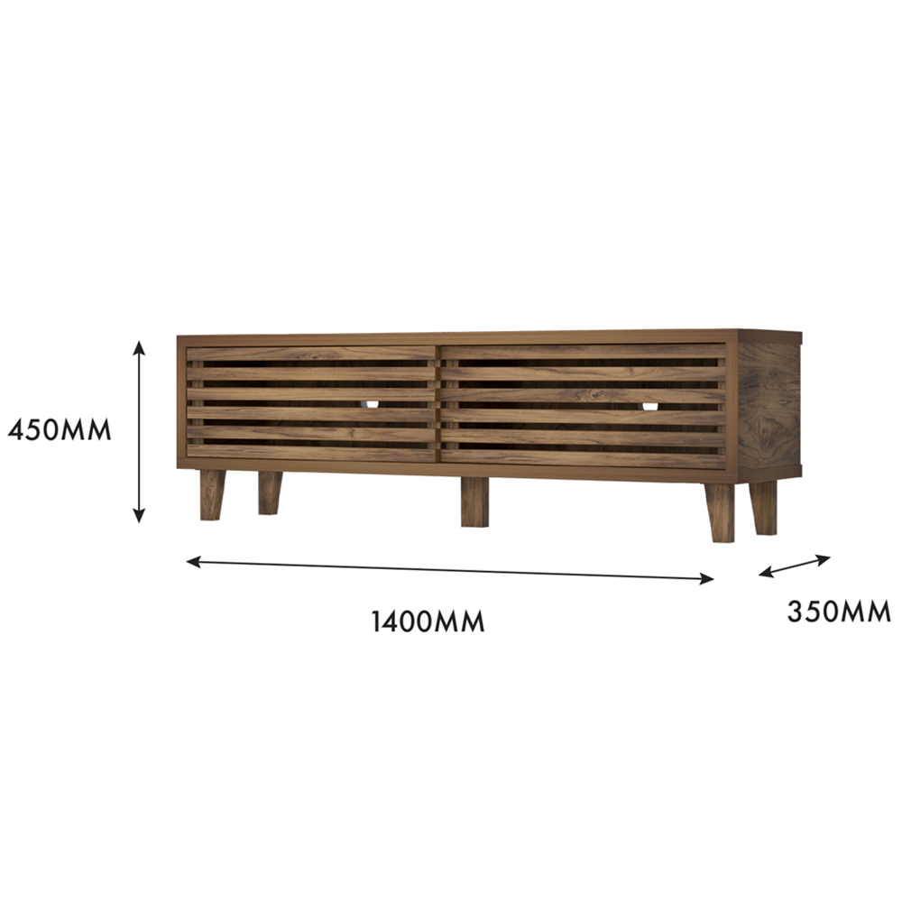 Flexi Storage Erik 2 Door Mango Wood Effect Slatted Wide TV Unit Image 7