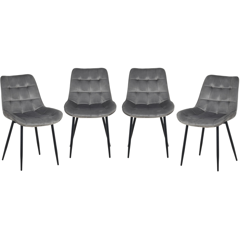 Indoor Living Colorado 4 Seater Oak and Grey Erica Velvet Dining Table Set Image 3