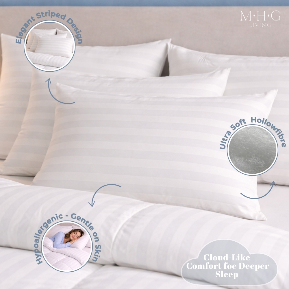 MHG Living Super King Size White Striped Extra Warm Winter Hollowfibre Duvet Set 16.5 Tog Image 4