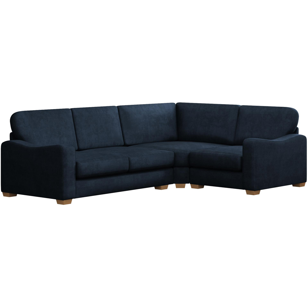 Theadford 3 Seater Royal Blue Plush Velvet Fixed Back Right Hand Corner Sofa Image 2