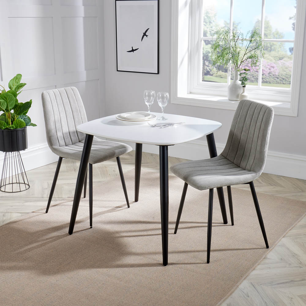 Core Products Aspen 2 Seater Square Dining Set White and Light Grey Image 4