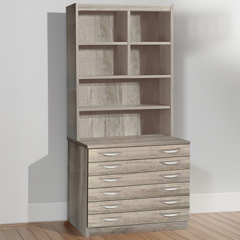R White Cabinets 6 Drawer 6 Shelf Grey A2 Plan Chest of Drawers with Hutch Image 1