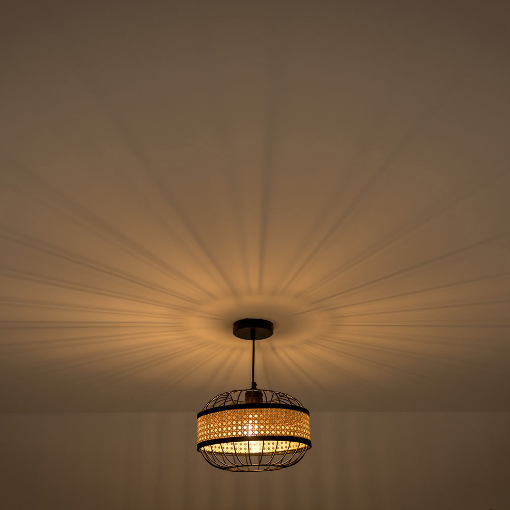 ValueLights Vimet Wicker Black Pendant Lamp Shade Image 3