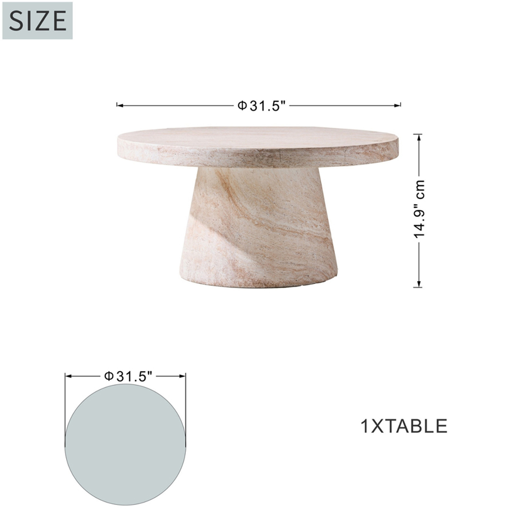 Desser Pisa Travertine Effect Pedestal Coffee Table Image 6