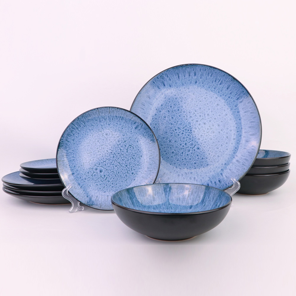 Waterside Reactive Blue 12 Piece Dinner Set Image 2