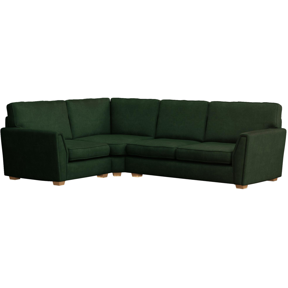 Wendleberry 3 Seater Forest Green Plush Velvet Fixed Back Left Hand Corner Sofa Image 2