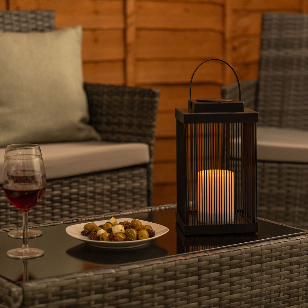 ValueLights Black Dancing Candlelight Outdoor Solar Lantern Image 6