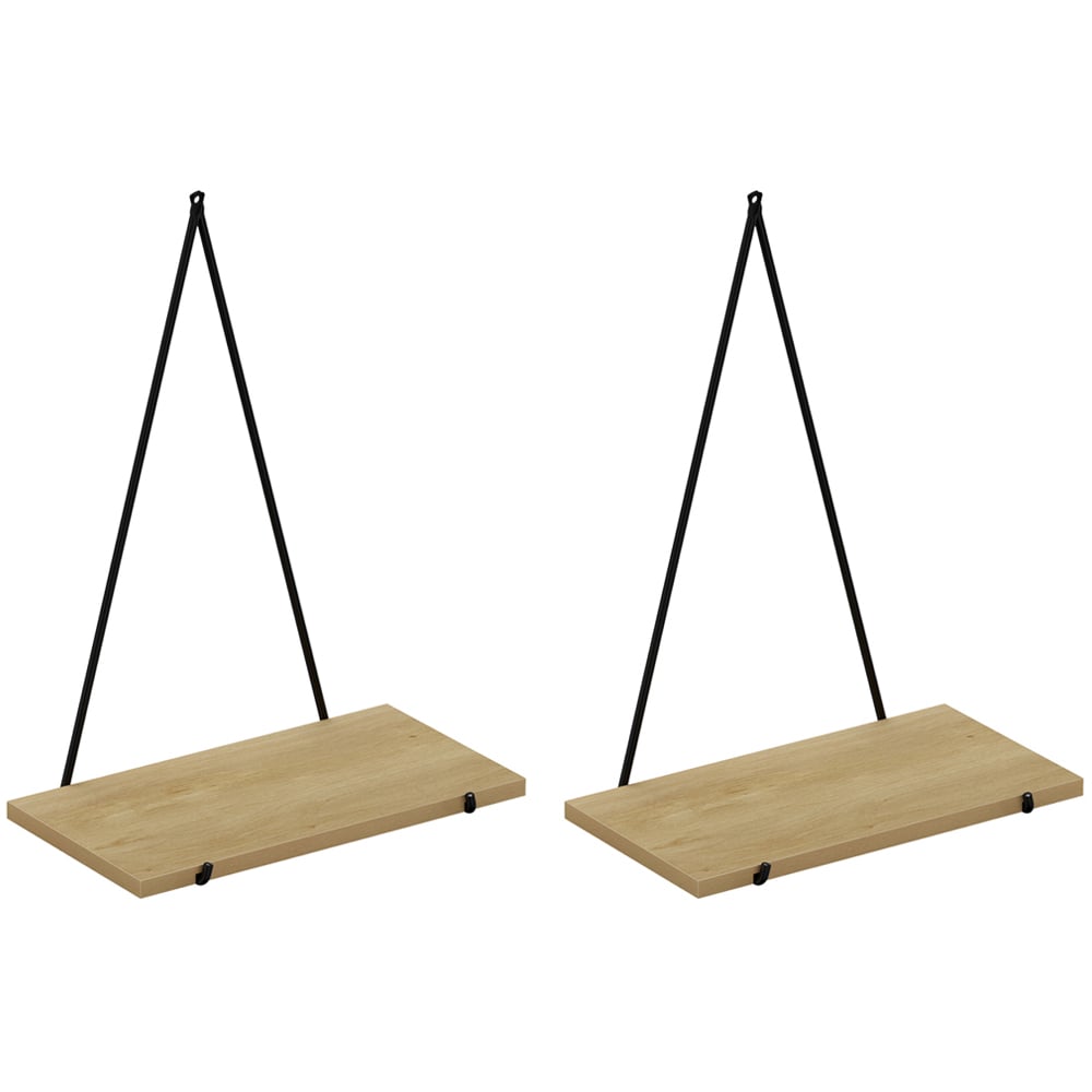 Homebase Light Oak Effect Mini Triangular Hanging Shelf 2 Pack Image 1