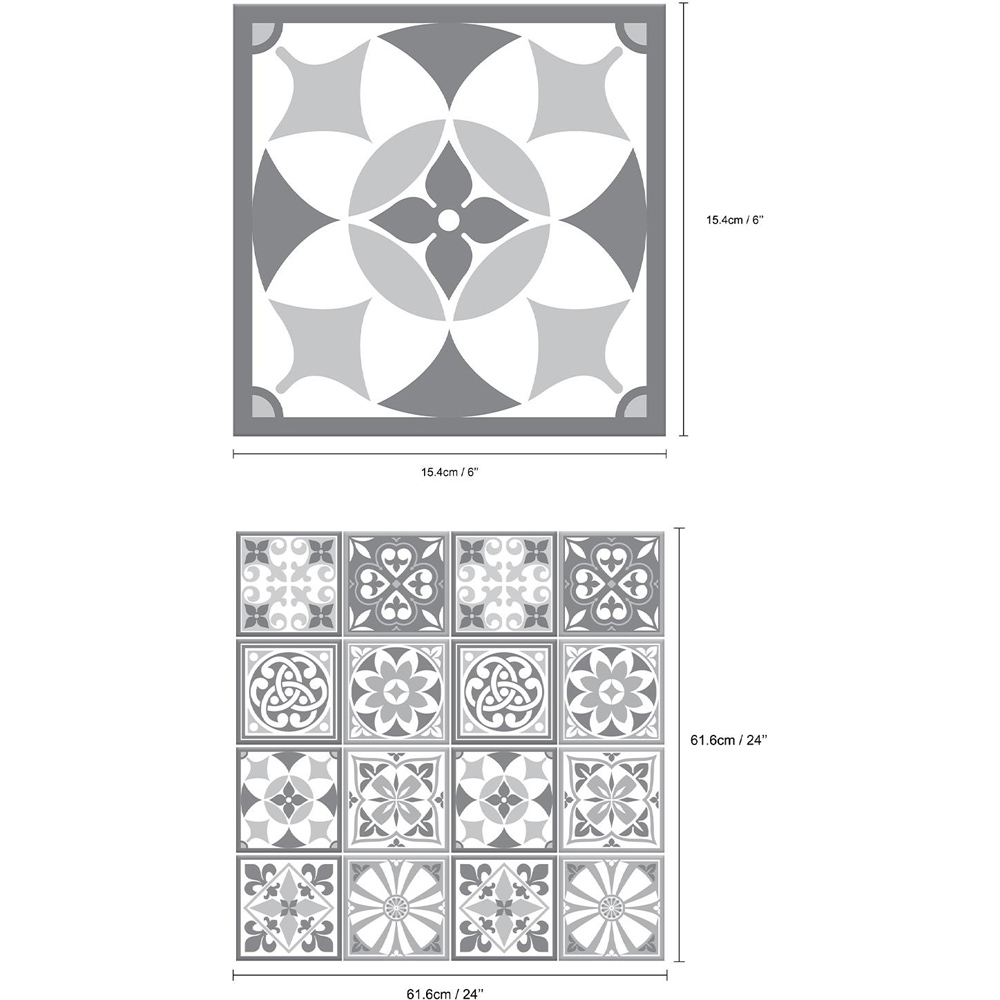 Walplus Purbeck Stone Grey Glossy 3D Tile Sticker 15 x 15cm 16 Pack Image 7