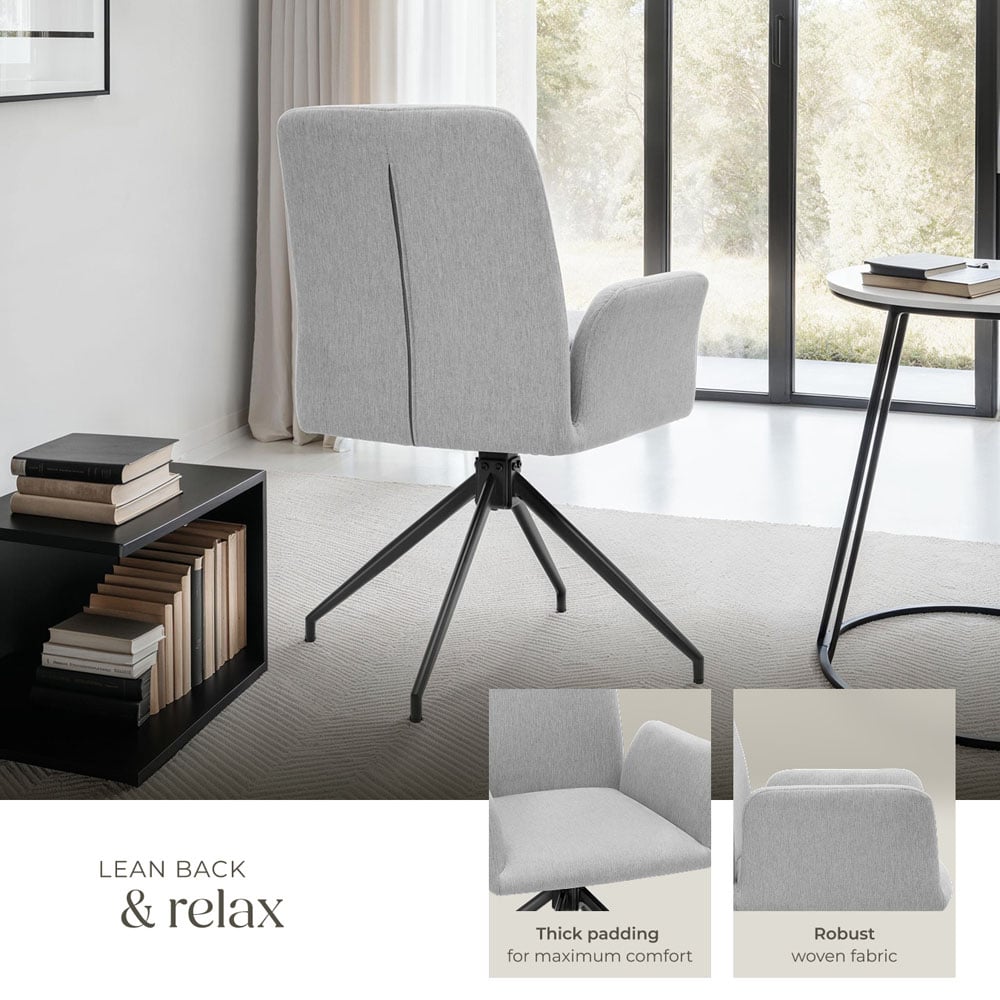 tectake Daya Set of 2 Light Grey Upholstered Swivel Chair Image 5