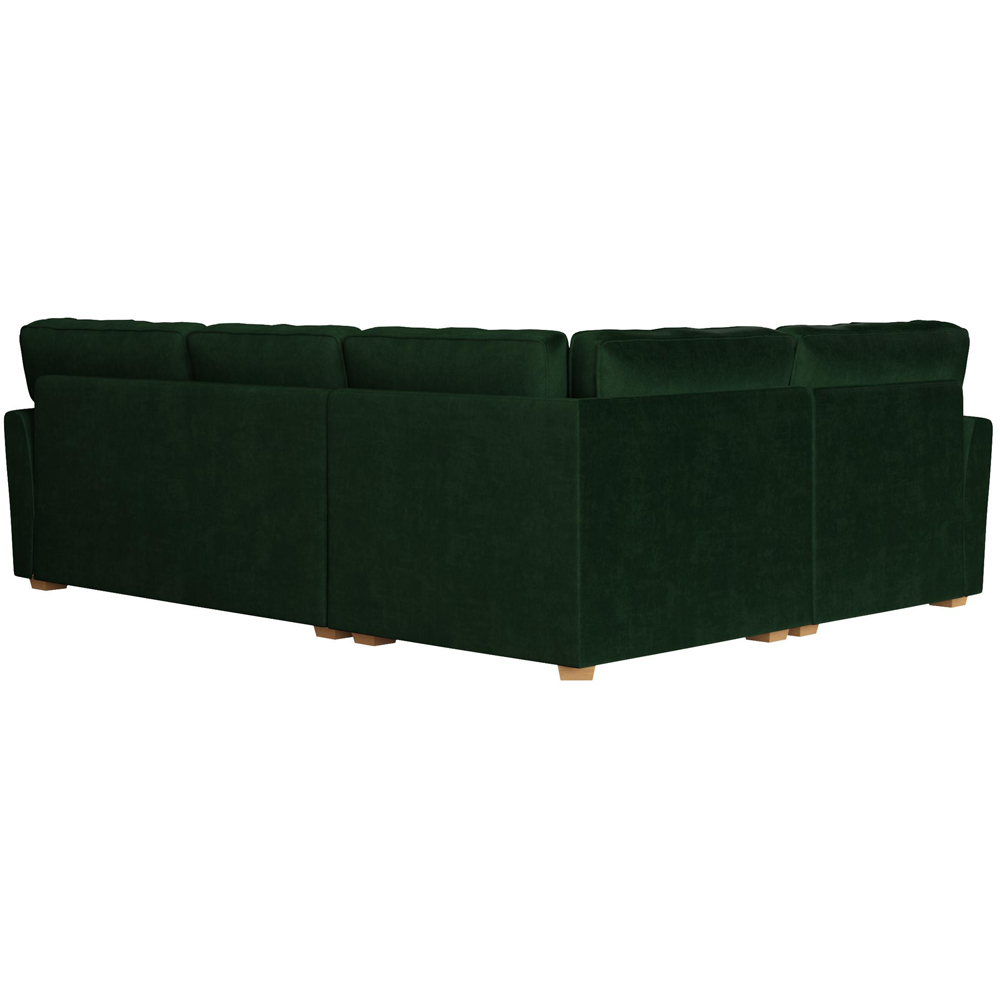Wendleberry 3 Seater Forest Green Plush Velvet Fixed Back Left Hand Corner Sofa Image 4
