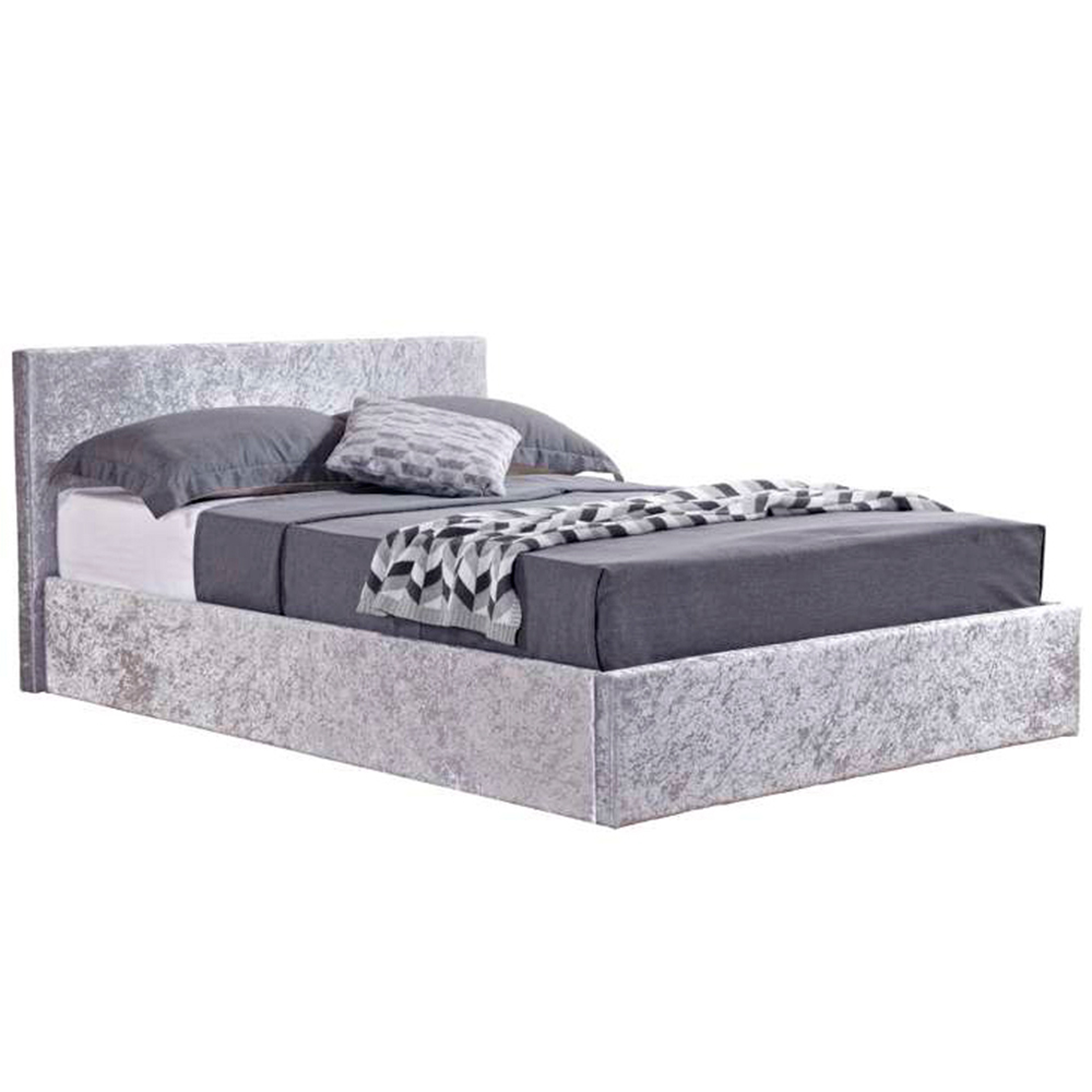 Berlin Small Double Steel Crushed Velvet Ottoman Bed Image 2