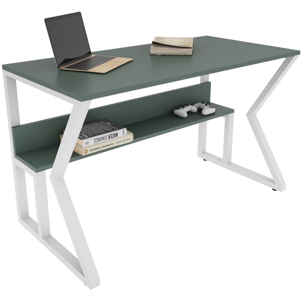 Decorotika Wake Single Shelf Computer Desk Green and White Image 3