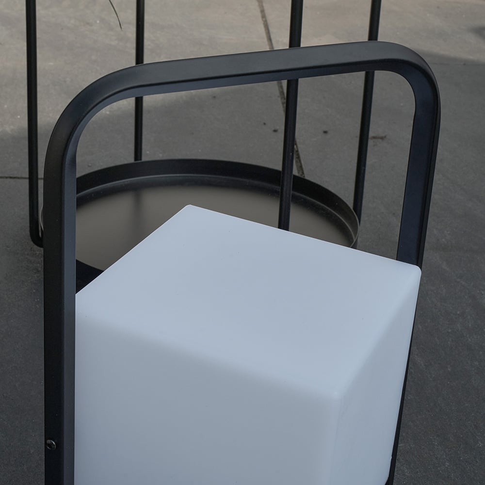 ValueLights Corte Black and White Cube LED Garden Table Lamp Image 3