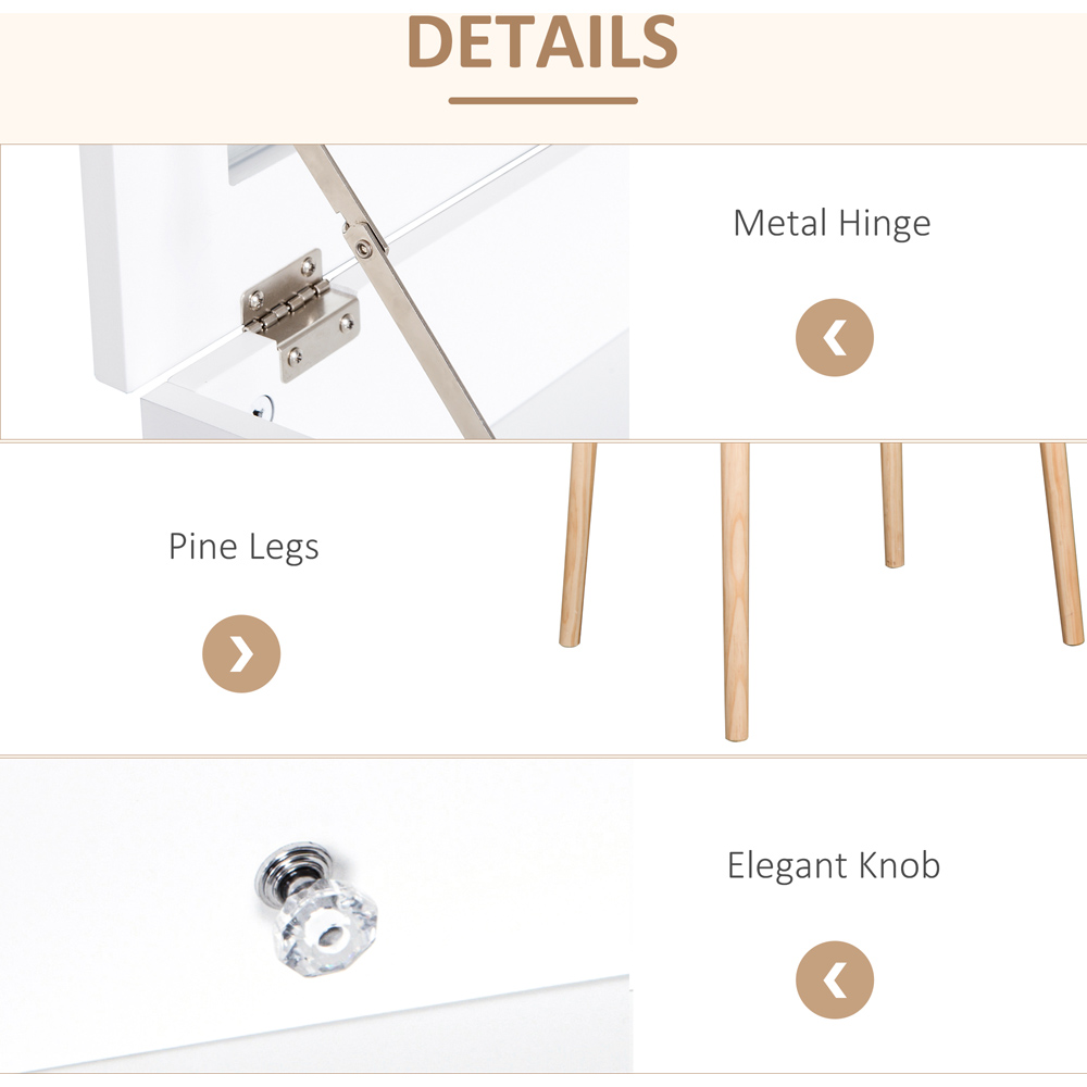 Portland 2 Drawer White Dressing Table with Flip Up Mirror Image 6