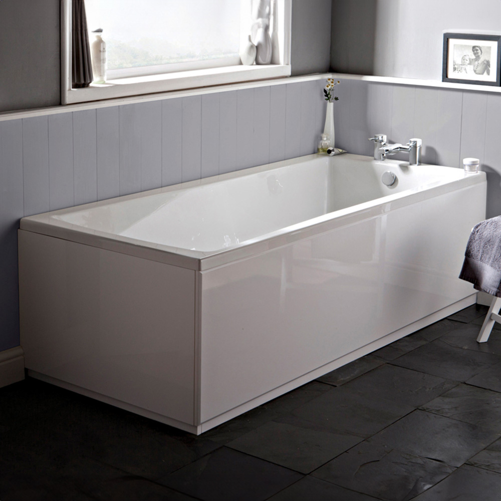 nuie Linton White Acrylic Square Single Ended Bath 1500 x 700mm Image 2