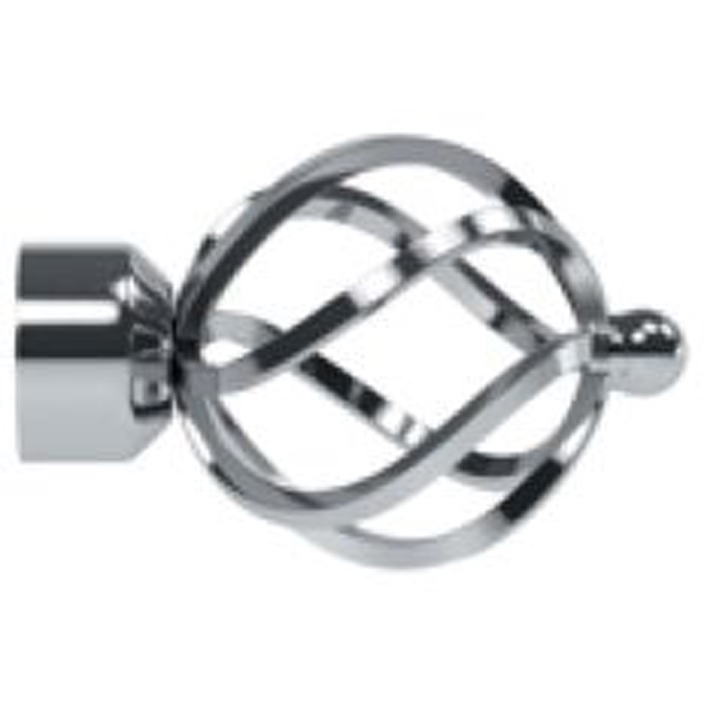 New Edge Blinds 70cm Fixed Length Chrome Eyelet Metal Curtain Pole Set with Cage Finial Image 2