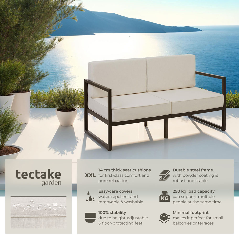 tectake Comosa 2 Seater Garden Sofa with Cushion Image 6