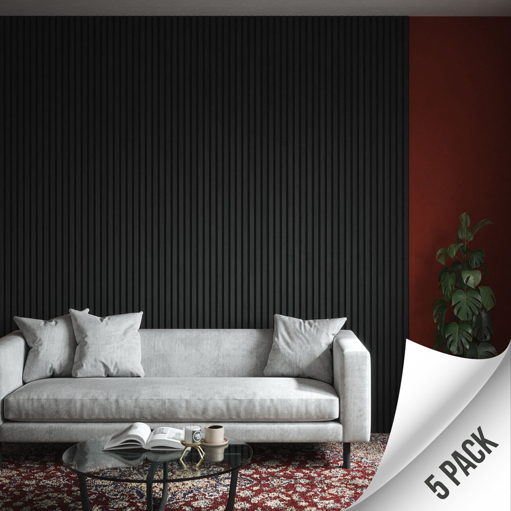 Kraus Easy Living Slate Grey Acoustic Slat Wall Panel 240 x 60cm 5 Pack Image 5