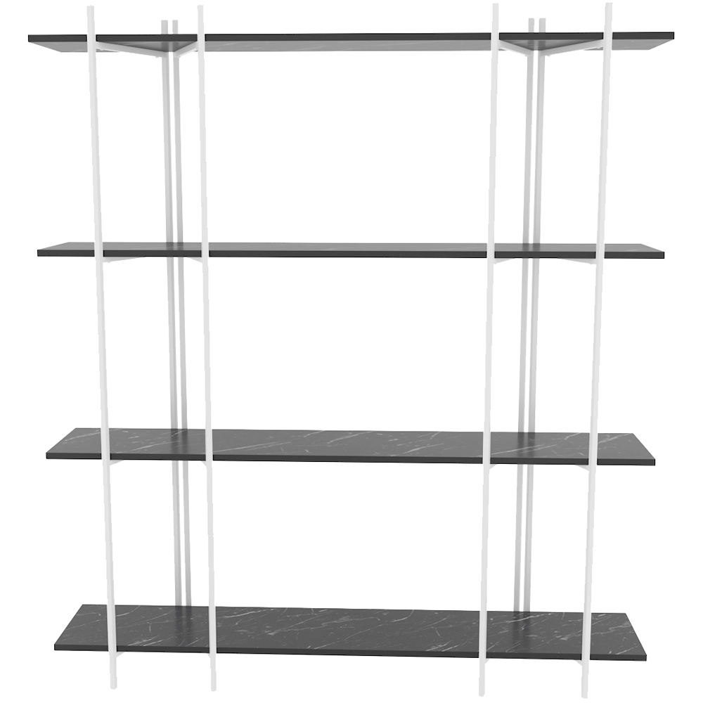 Decorotika Moss 4 Shelf Black Marble and White Bookcase Image 3