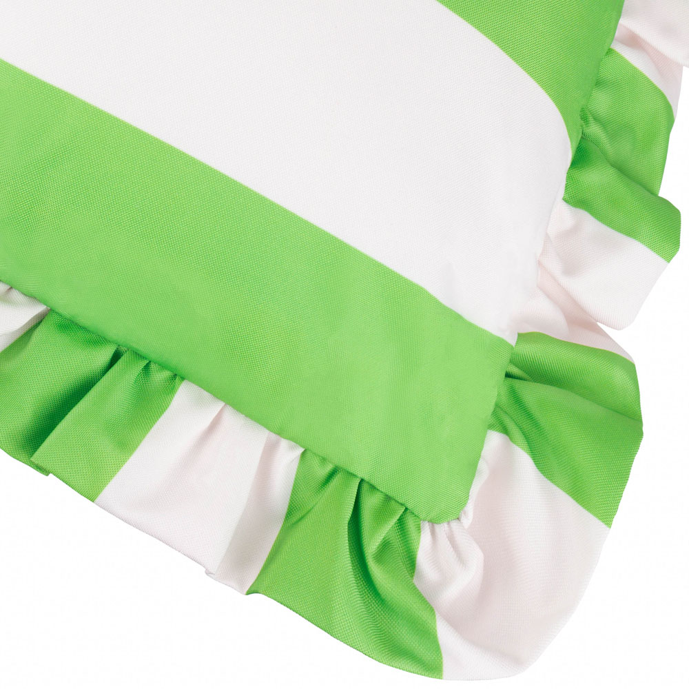 furn. Palm Royale Stripe Green Ruffle Printed Polyester Filled Outdoor Cushion 50 x 50cm Image 3