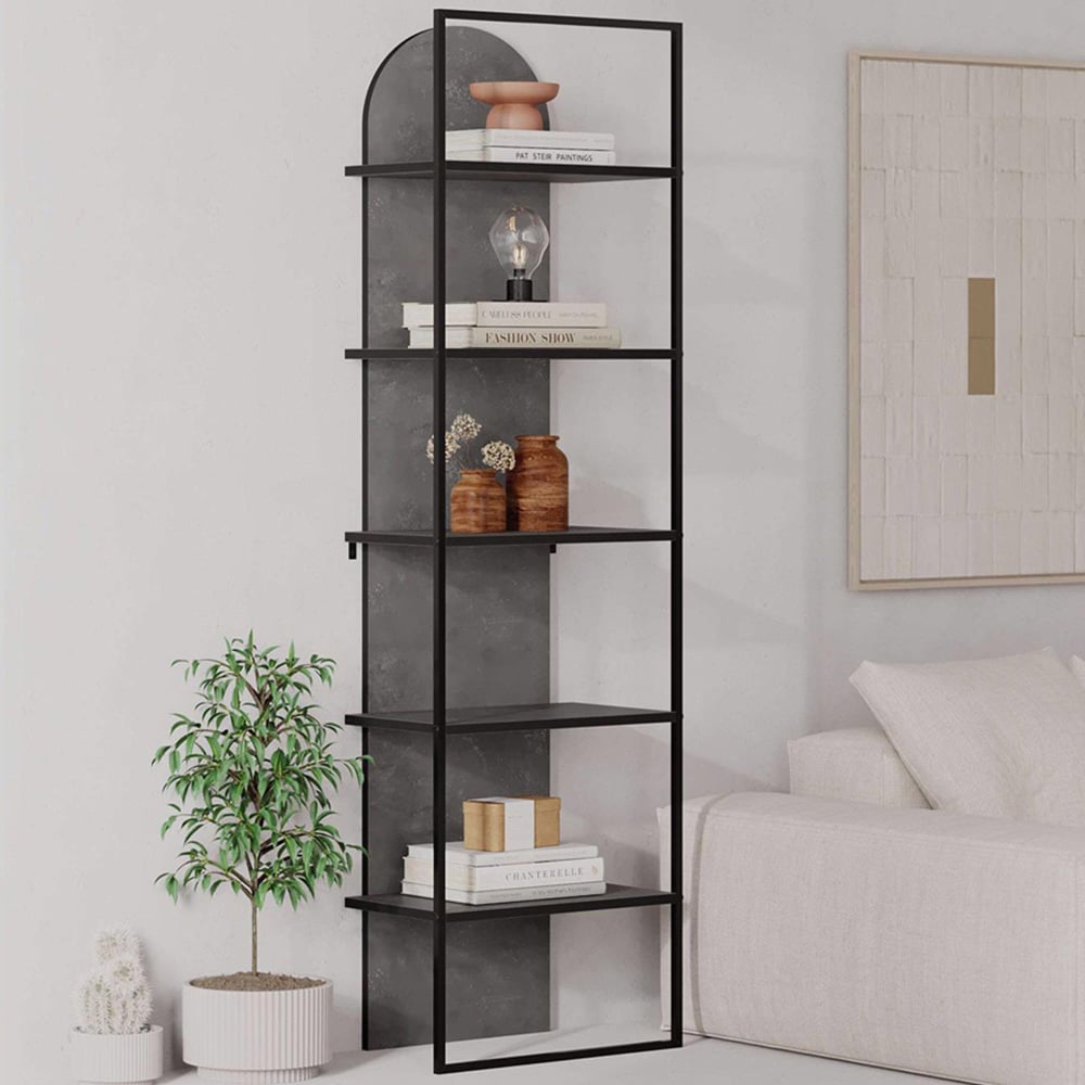 FWStyle Archy 5 Tier Grey Dual Tone Bookcase Display Unit Image 1