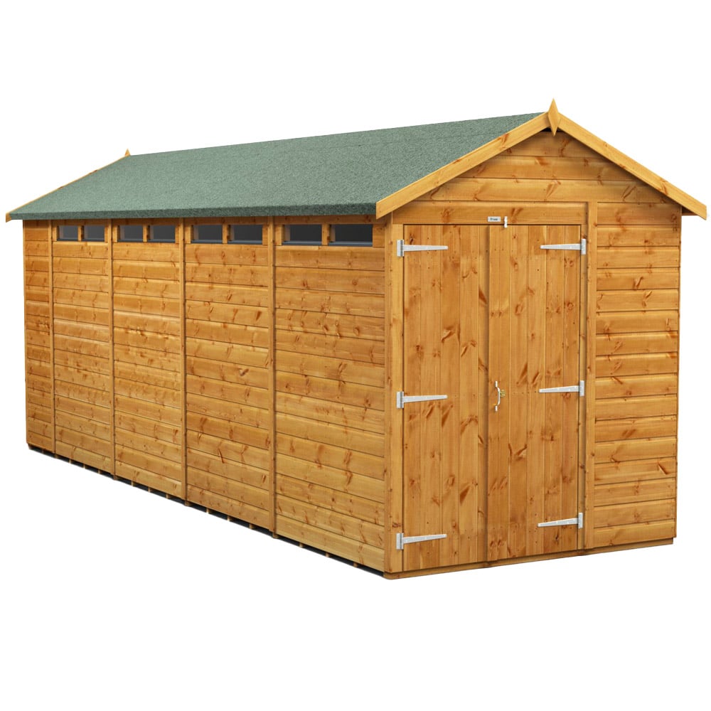 Power Sheds 18 x 6ft Double Door Apex Security Shed Image 1
