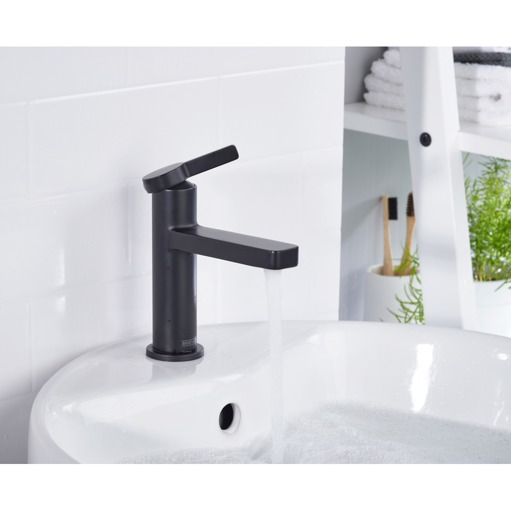 Bristan Elevar Matt Black Mono Basin Mixer with Clicker Waste Image 3