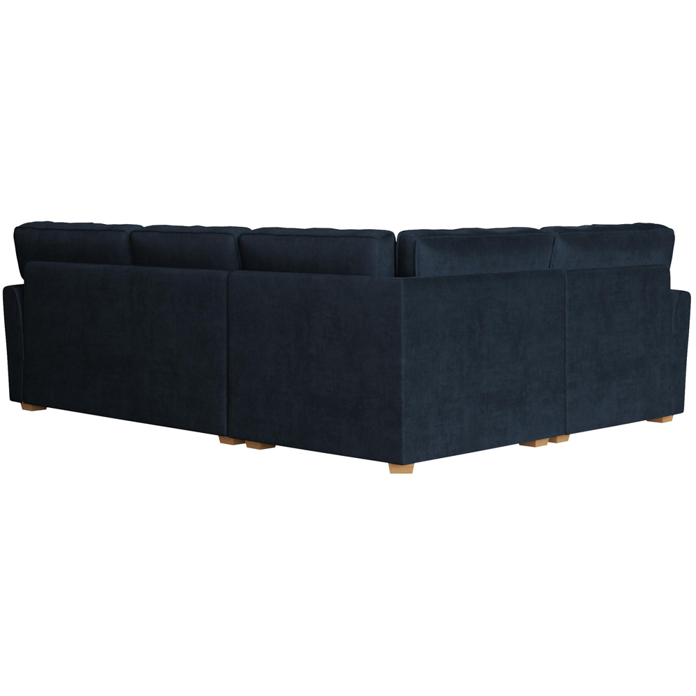 Wendleberry 3 Seater Royal Blue Plush Velvet Fixed Back Left Hand Corner Sofa Image 4