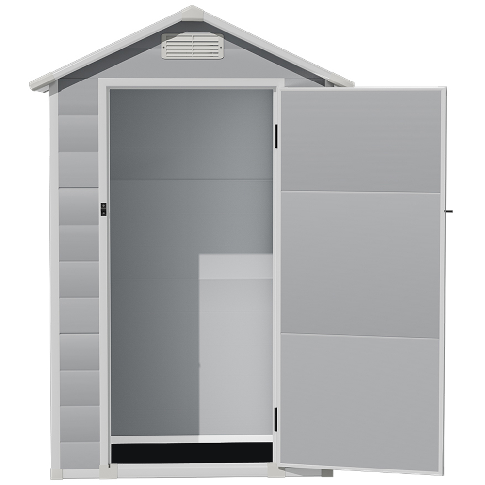 H&O Direct 4 x 3ft Grey and Black Plastic Open Gable Roof Tool Storage Shed Image 3