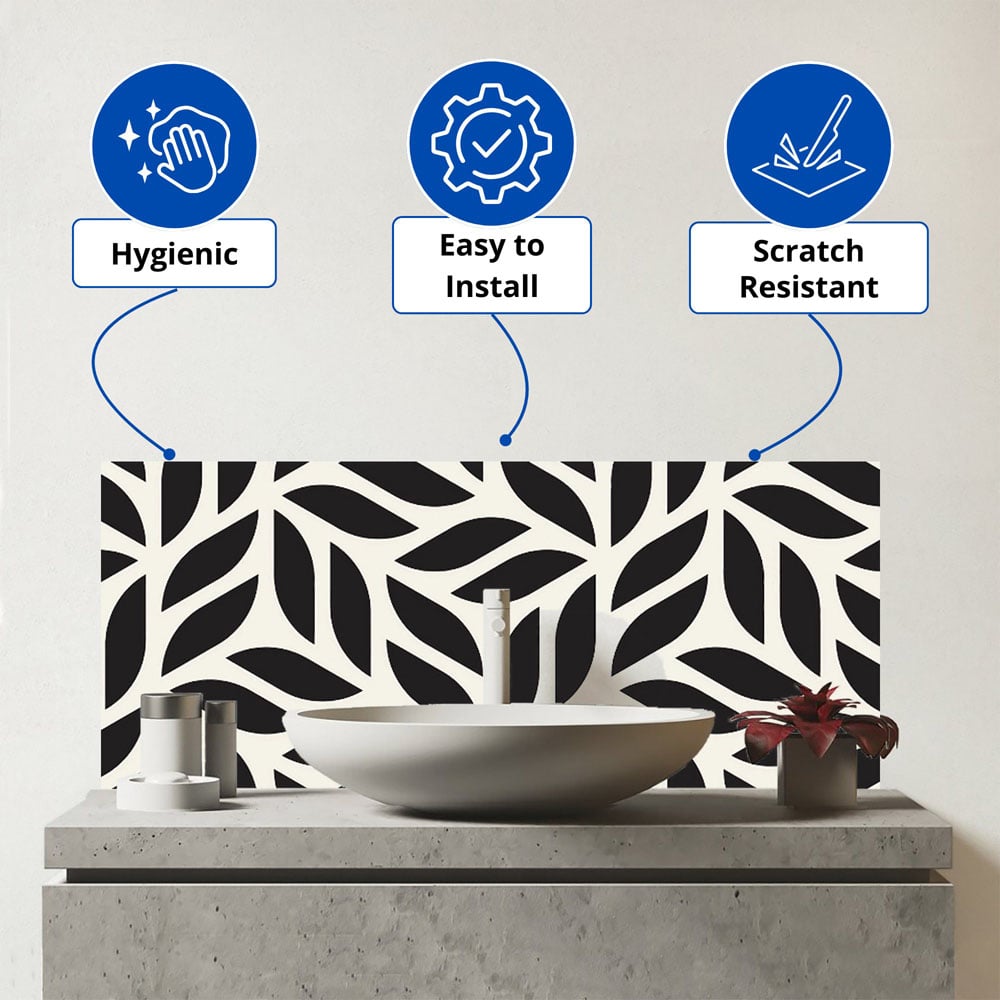 Warren Reed Designer Modern Abstract Glass Bathroom Splashback 25 x 60cm Image 3