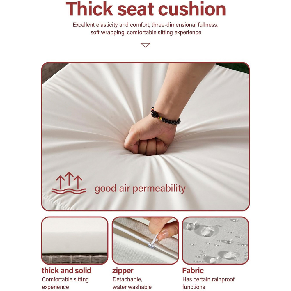 Oseasons Trinidad 6 Seater Dove Grey Rattan Modular Chaise Lounge Sofa Set with Firepit Image 8