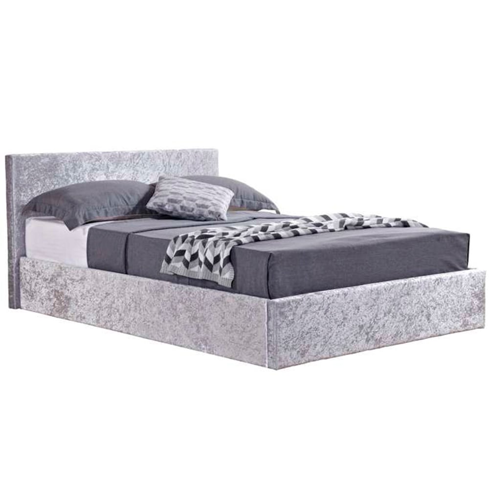 Berlin King Size Steel Crushed Velvet Ottoman Bed Image 2