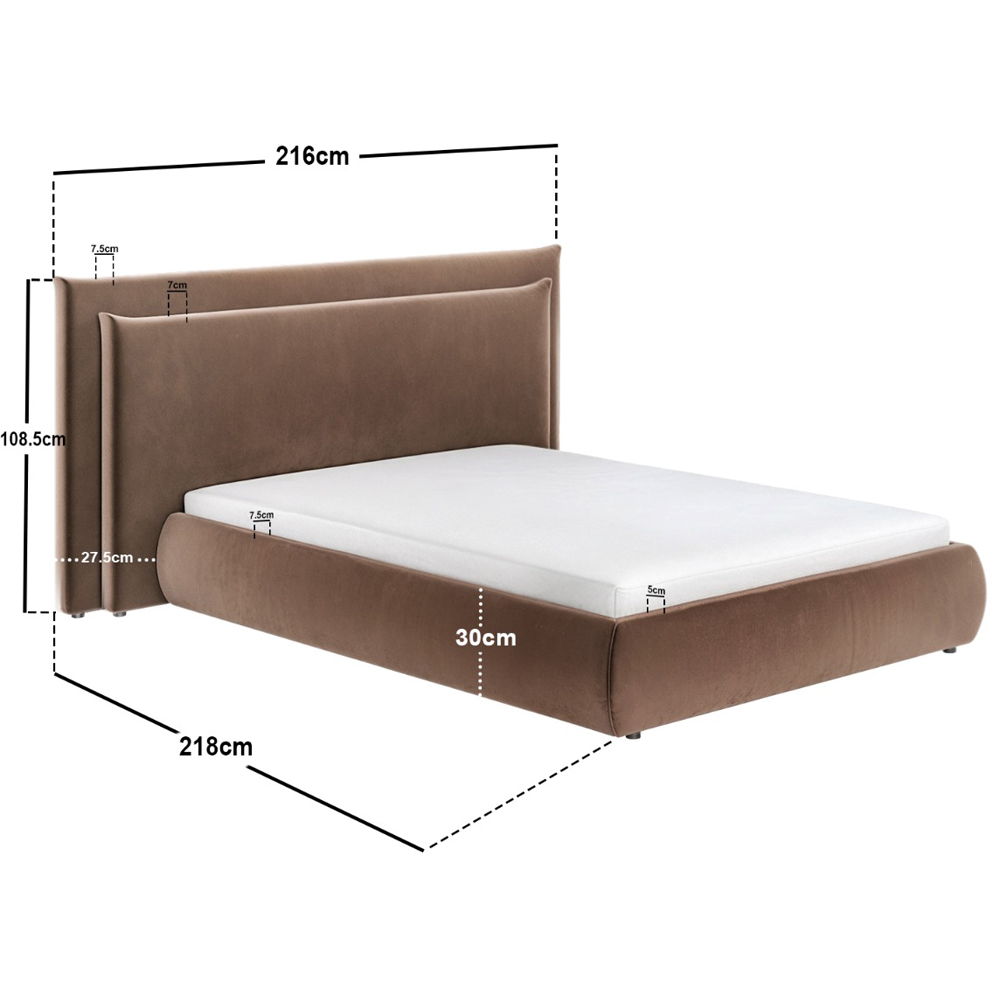 Solace+Co Sigrid Double Chocolate Velvet Ottoman Storage Bed Image 7
