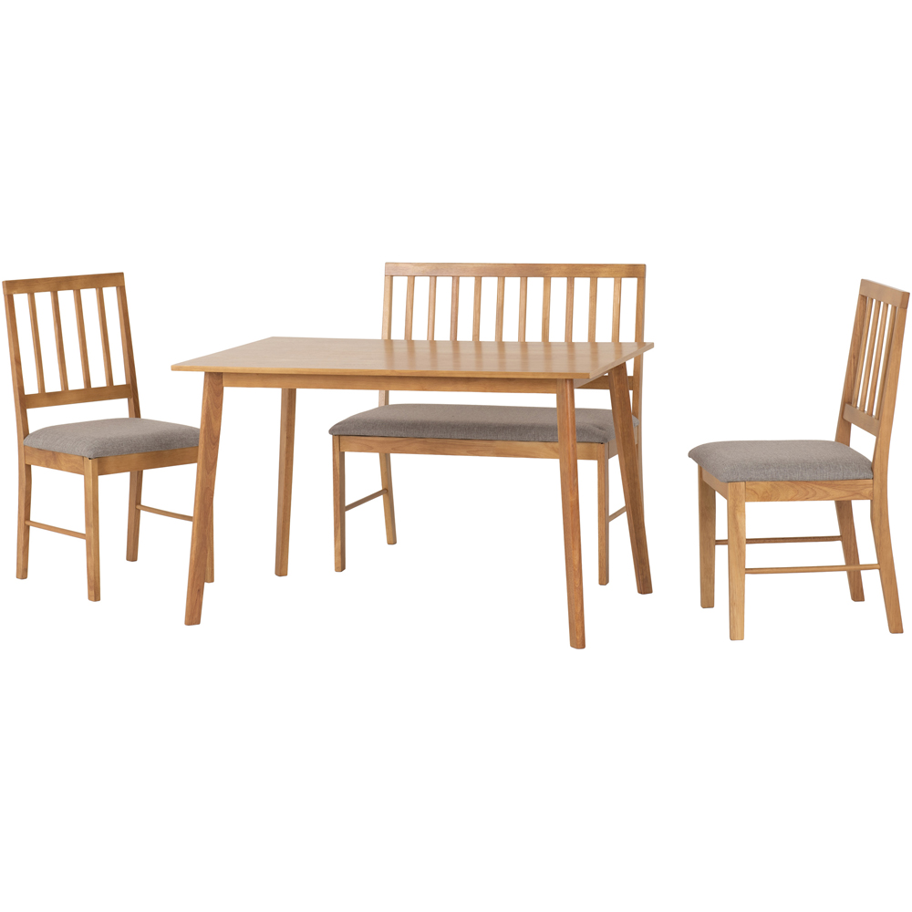 Seconique Austin Oak Effect 4 Seater Dining Table Set with Bench Grey Image 2