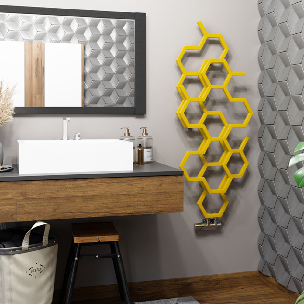 Terma Hex 1180 BTU Mustard Radiator 1220 x 486mm Image 7
